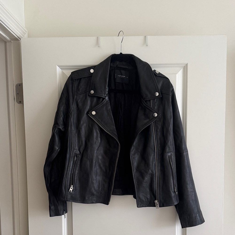 Lucky Brand Black Genuine Leather Moto Jacket - Women's